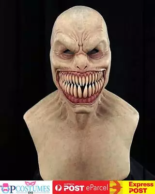 Creepy Stalker Men Full Face Mask Big Teeth Mouth Clown Halloween Costume • $31