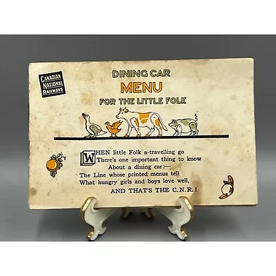 $32 • Buy 1925 Canadian National Railway Little Folks Dining Car Menu In Original Envelope