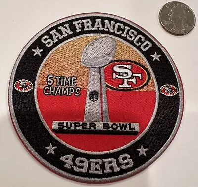 SAN FRANCISCO 49ers 5 X Super Bowl Champs Embroidered Iron  On Patch. Beautiful! • $6.50