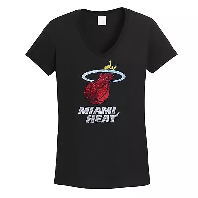 Women's Miami Heat Basketball  T Shirt Tee Sparkles Bling • $35.99