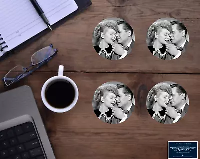 I Love Lucy B&w Set Of 4 Round Hardboard House Bar Desk Coasters Custom Gift • $14.95