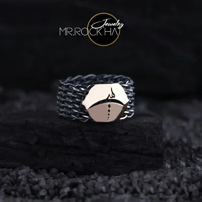 Solid 925 Silver Men's RetroWedding RingArabic Letters Nothing Article Design • $172.99