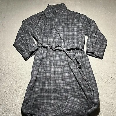 Brooks Brothers Mens Robe Large Flannel Plaid Belt Pockets Long Cotton Bath • $35.54