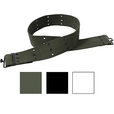 Military Pistol Belt Cotton Canvas 42  Tactical Army Infantry Grommet Adjustable • $12.99