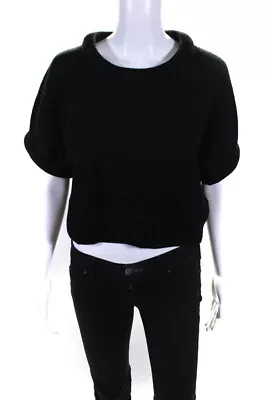 T Alexander Wang Womens Short Sleeve Crew Neck Cropped Shirt Black Size Small • $45.15