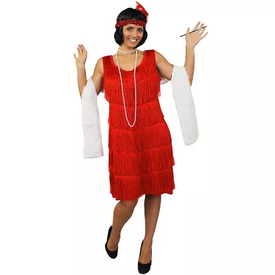 Deluxe Fringe Flapper Costume Plus Accessories 1920s Charleston Fancy Dress  • £25.99