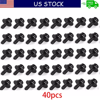 40X Body Bolts Screws Fastener M6-1.0x 16mm Long- 10mm Hex- 17mm Washer 40 Bolts • $16.98