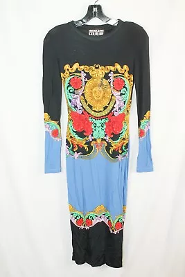 Versace Women's Black/Multicolored Emlemb Midi Dress #38/2 $293 • $90.99