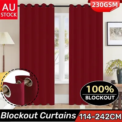 2X Blockout Curtains Blackout Window Curtain Draperies Pair Eyelet For Bedroom • $29.39