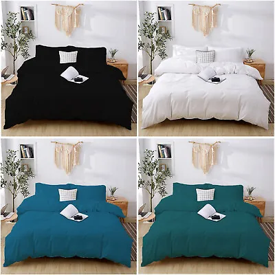 $28.38 • Buy Solid Doona Duvet Quilt Cover Set Queen King Size Bedding Linen New Pillowcases