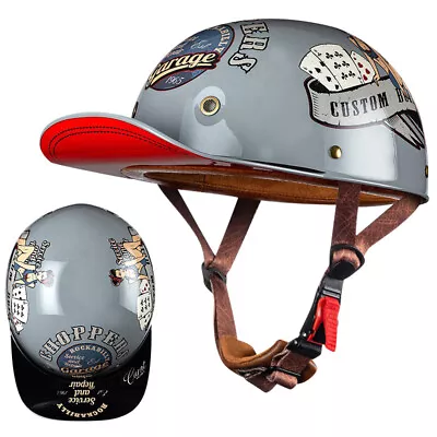 Motorcycle Helmet DOT Open Face Motorcycle Half Helmet Retro Baseball Cap • $34.88