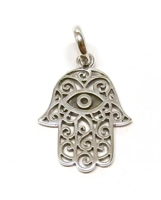 Handmade 925 Sterling Silver Smaller Hamsa Hand Of Fatima Pendant Without Chain • £11.95