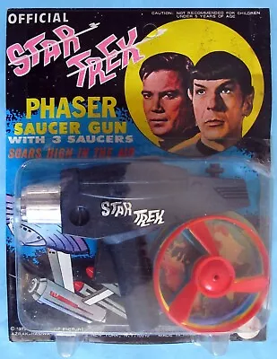 1975 - Official Star Trek - Phaser Saucer Gun On Card W/3 Saucers - Ahi - Sealed • $64.99
