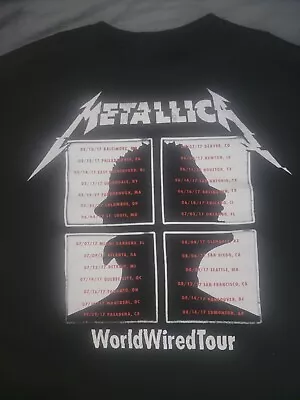 Metallica World Wired Tour 2017 Black Band Concert Tour Shirt Size L Rock Metal • $20.97