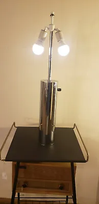 Vintage  Chrome Cylinder Table Lamp By Nessen Studios NYC • $375