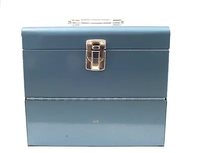 Vintage Logan De Luxe Blue Metal 8mm Movie Reel Chest Case Box. Holds 12 Reels • $25