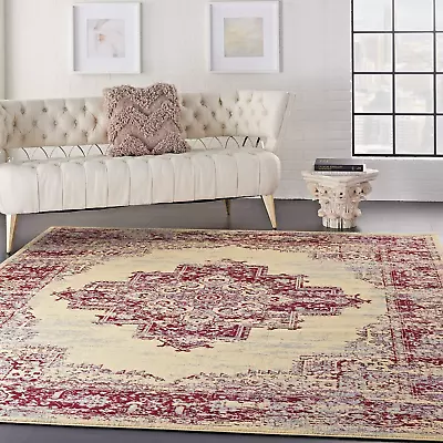 RUGS AREA RUGS CARPET 8x10 RUG ORIENTAL LIVING ROOM BEDROOM LARGE BEIGE RED RUGS • $169