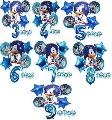 10PCS Sonic The Hedgehog Birthday Balloons Party Decorations Sega Game Age Numbe • £6.59