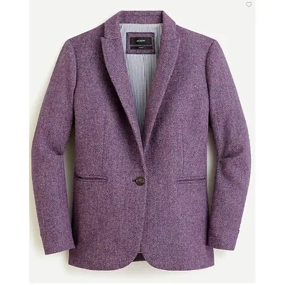 J. Crew Womens Parke Blazer In Purple Herringbone English Wool Size 2P • $104.99