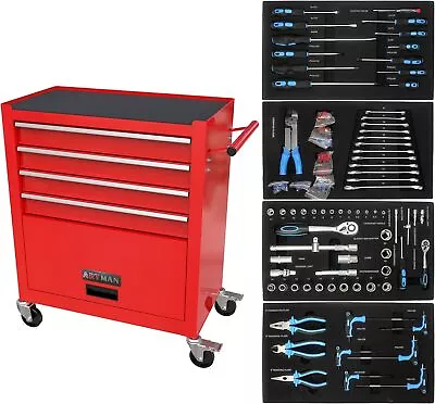 Tool Box Storage Cabinet Tool Chest Cart With Mechanics Tool Set / 4 Drawers NEW • $266.99
