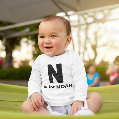 Custom Baby Kids Name Initial Personalised Soft LONG SLEEVE T-shirt Tshirt • £12.19