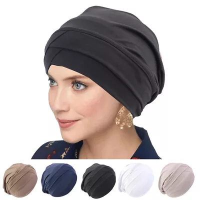 Womens Cancer Hat Chemo Cap Muslim Hair Loss Head Scarf Turban Head Wrap Cover * • $5.05