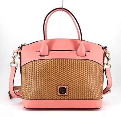 Dooney & Bourke Beacon Woven Leather Domed Satchel Pink Crossbody Purse • $42