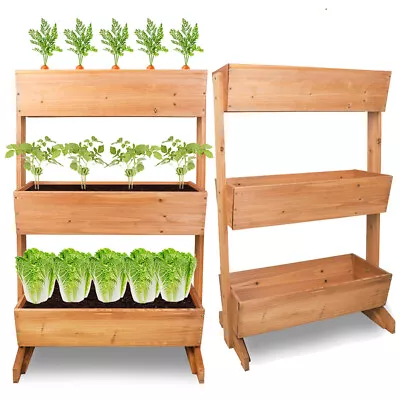 3 Tier Wooden Vertical Raised Garden Bed Vegetable Planter Box Outdoor Indoor US • $45.91