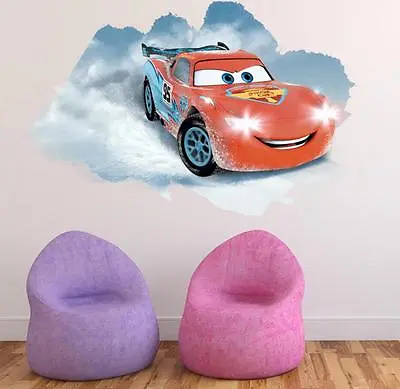 NEW Disney Lightning McQueen Cars 3D HUGE Wall Stickers Kids Home Decor USA • $12.59