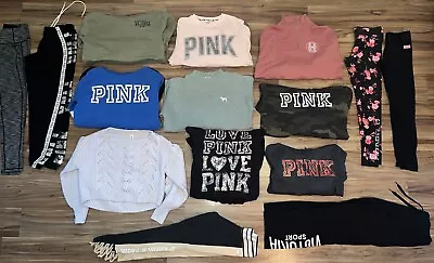 Victoria's Secret PINK 15 Pc Bundle Size Small Sweaters Leggings Sweatpants Etc • $130