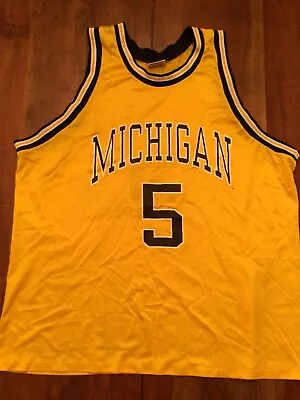 Vintage 90’s Michigan Wolverines 5 Jalen Rose Fab Five Basketball Jersey Mens XL • $34.99