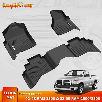 Floor Mats Liners 3D Molded TPE For 2003-2008 Dodge Ram 1500  2500 3500 Quad Cab • $85.99
