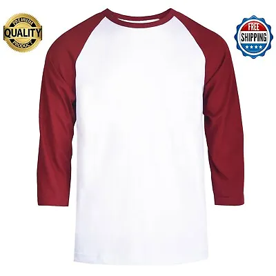 Baseball Raglan T-Shirt Team Sport Jersey Tee Premium Cotton 3/4 Sleeve Men's • $16.69