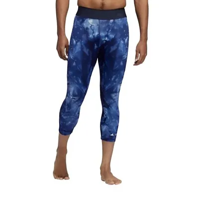 NWT Adidas Mens 2XL Alphaskin Parley 3/4 Training Tights  Blue EC7473 $60 • $36.99