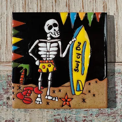 MEXICAN Relief TILE 10.5X10.5 CMS Surf Or Die • £4.95