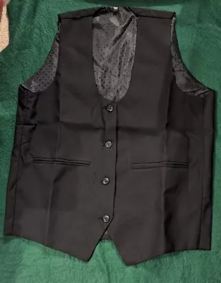 Mens Black Waistcoat Vest WeddingFormal Bar Waiters Hotel Work • £8.49