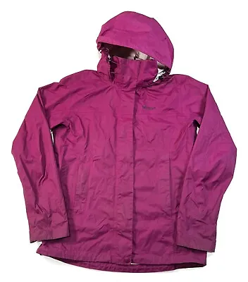 Marmot PreCip Rain Jacket Waterproof Lined Hooded Purple Womens Small Nylon • $39.99