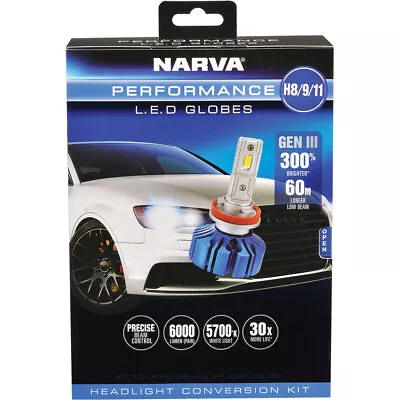 Narva H8 H9 H11 LED Headlight Globes Performance Kit GEN III 12/24V 18448 • $140.25