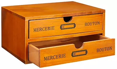 2-Drawer Small Vintage Style Wooden Storage Organizer For Accessories • $19.99