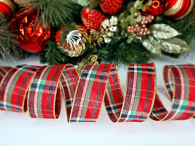 NEW Wired Edge Christmas Ribbon Tree Topper Bow Decoration Festive Gifts Wrap UK • £2.29