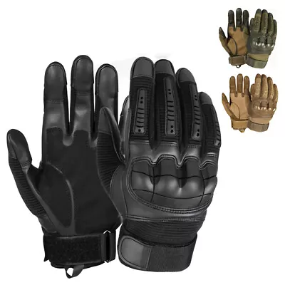 Full Finger Leather Motorcycle Gloves For Men Touch Screen Cruiser Biker Gloves • $16.98