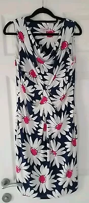 Marks & Spencers Size 10M Navy/White/Pink Knot Front Bodycon Dress Per Una • £5