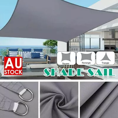 Waterproof Heavy Duty Proof Sun Shade Sail Grey Gray Triangle Rectangle Square • $24.49