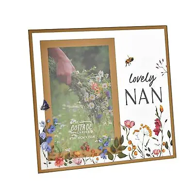 Floral Glass Photo Frame 4  X 6  With Gold Edge - Lovely Nan • £10.38