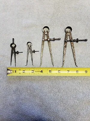  Vintage Lot Of 4 Unbranded Inside Machinist Calipers Dividers Measuring Used • $16.99