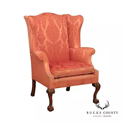 Chippendale Style Custom Upholstered Wing Armchair • $895