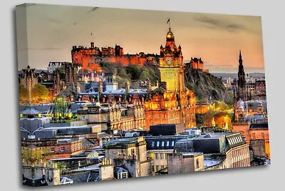 Edinburgh Castle Sunset  Canvas Wall Art Picture Print • £39.99