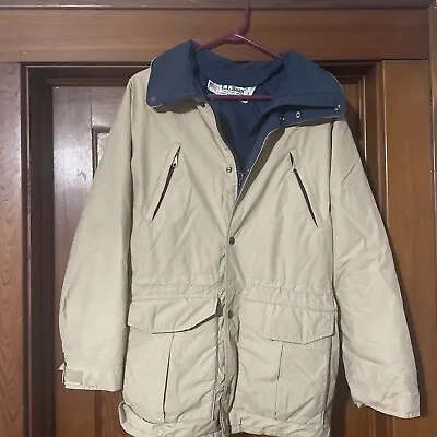 Vintage LL Bean Jacket Mens Small Beige Maine Warden's Parka No Hood • $32