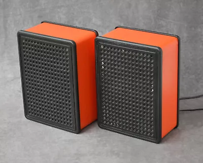 70s Space Age LOUDSPEAKER SET For LP Players Unitra Tonsil / Orange Pop Art  • £57.11