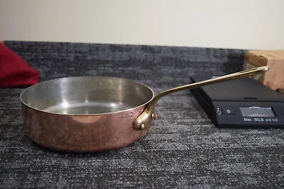 VILLEDIEU Williams Sonoma FRENCH COPPER 8” TIN LINED SAUTE PAN Brass Handle $500 • $199.99